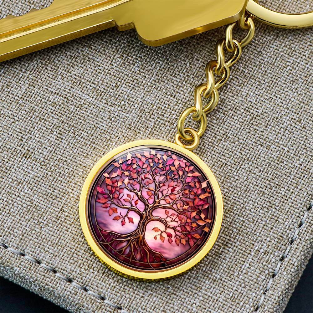 Pink Tree of Life Pendant Keychain