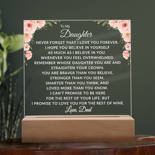 To My Daughter Love Dad Plaque