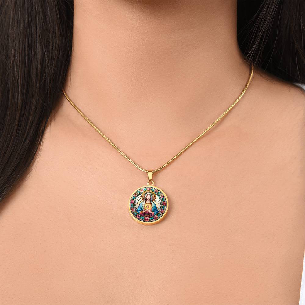 Floral Virgin Mary Necklace