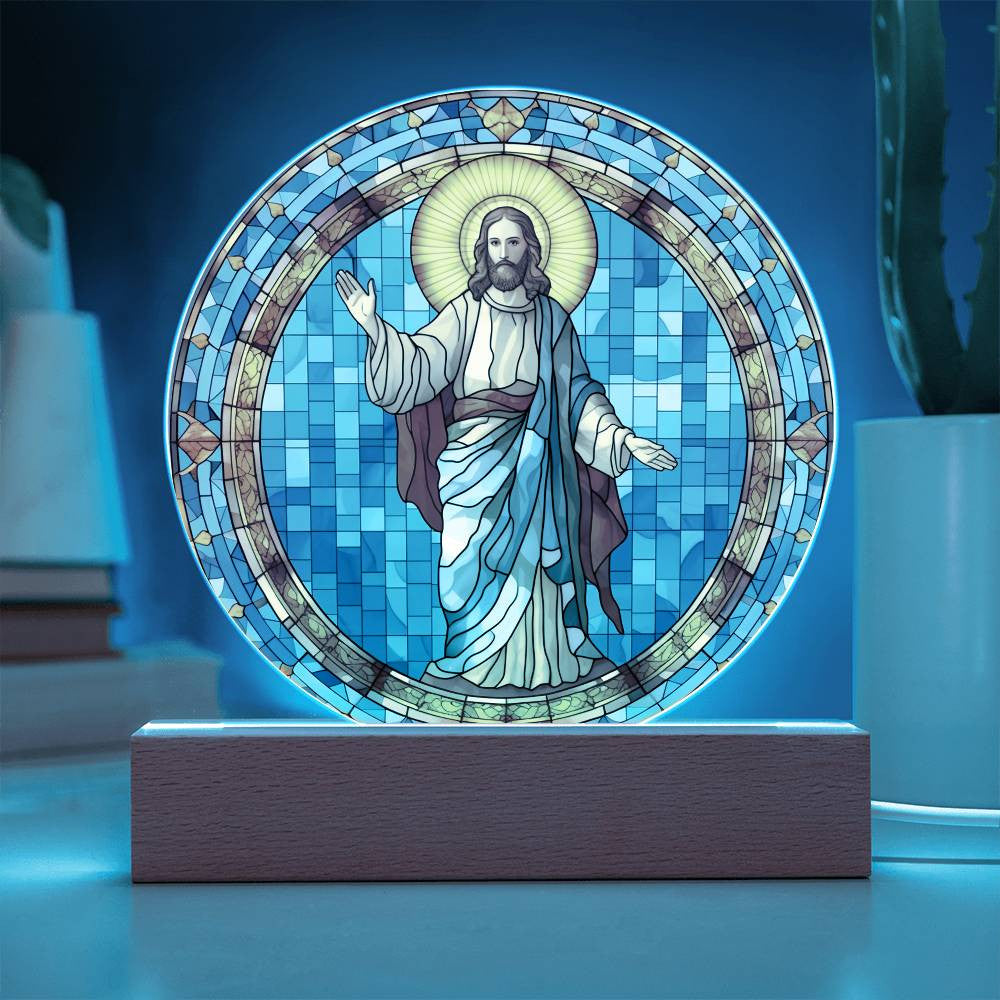 Jesus Stained Glass Style Plaque