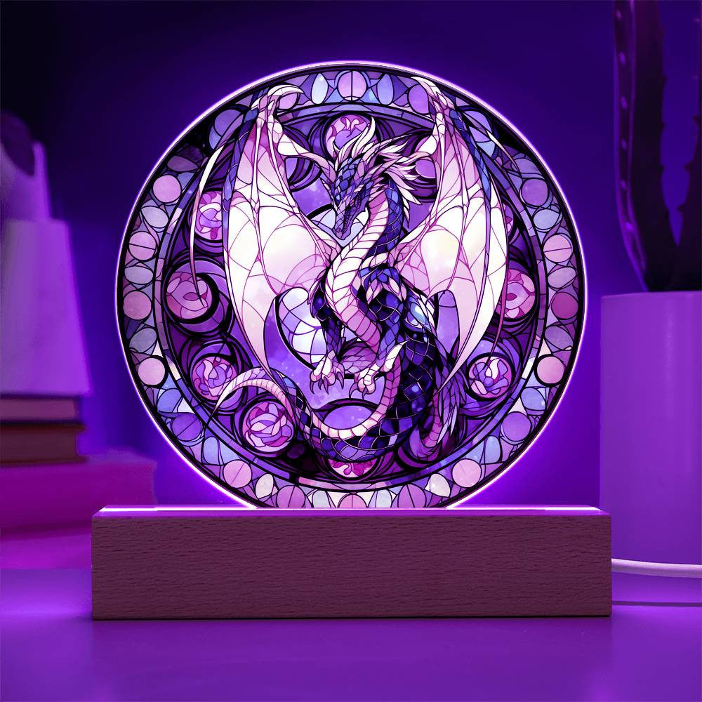 Dragon Stained Glass Style Plaque and Night Light