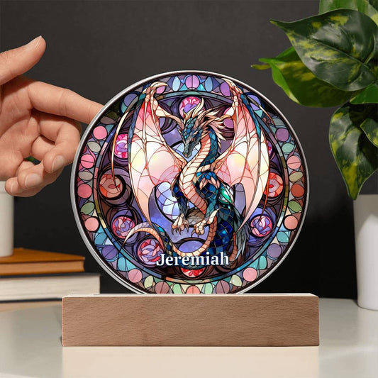 Dragon Stained Glass Style Plaque and Night Light