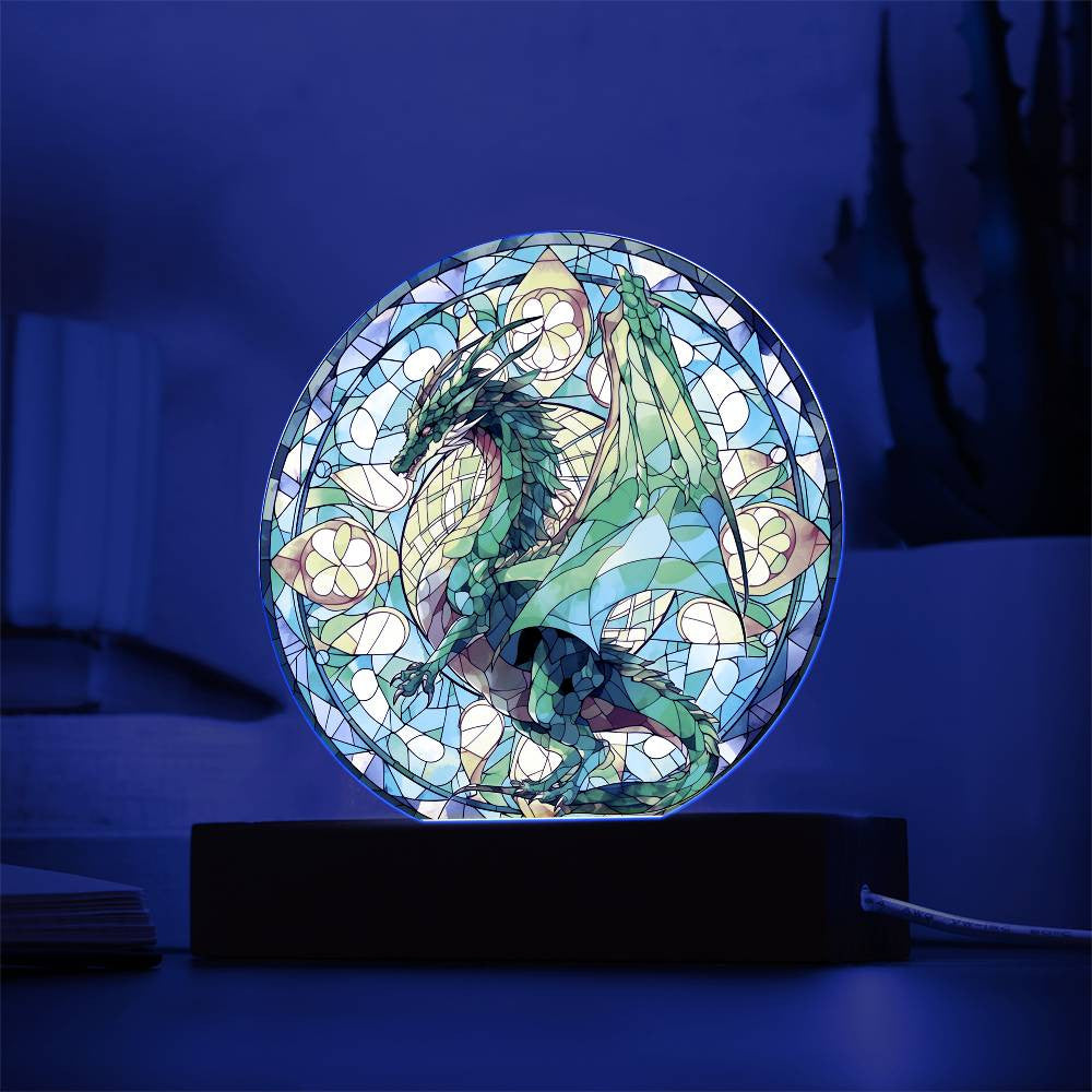 Stained Glass Style Dragon Plaque and Night Light