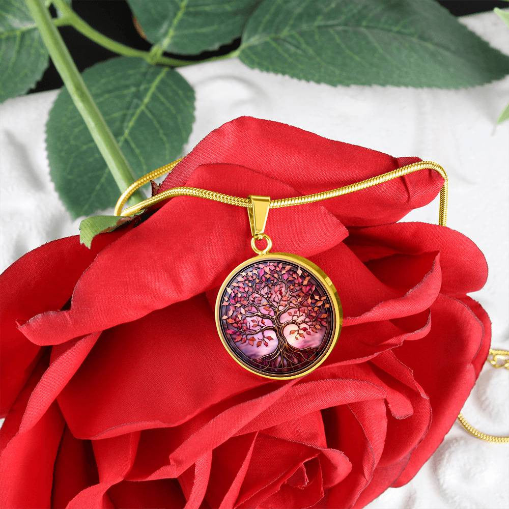 Pink Tree of Life Pendant Necklace