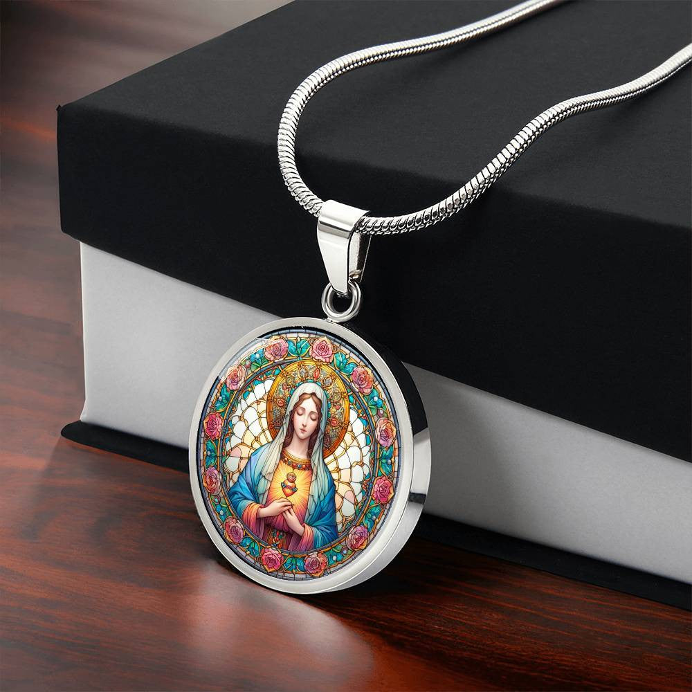 Floral Virgin Mary Necklace