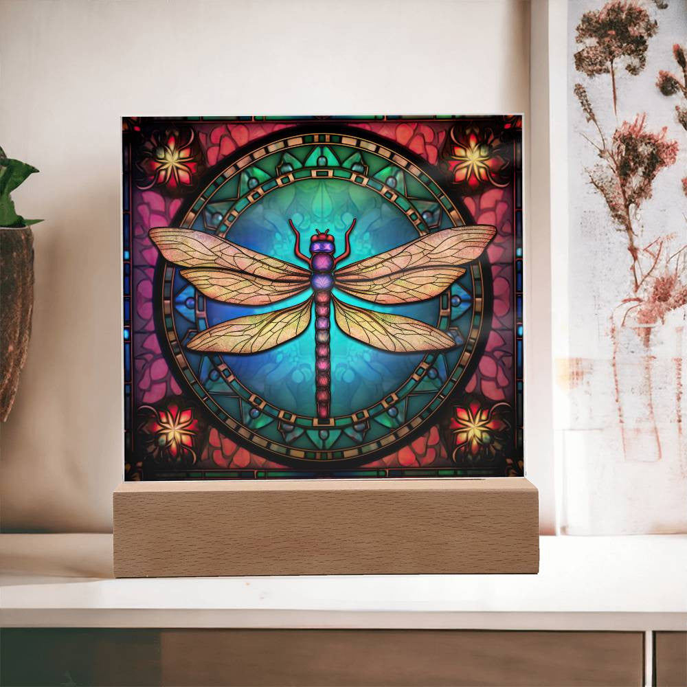 Dragonfly Stained Glass-Style Art Acrylic Plaque