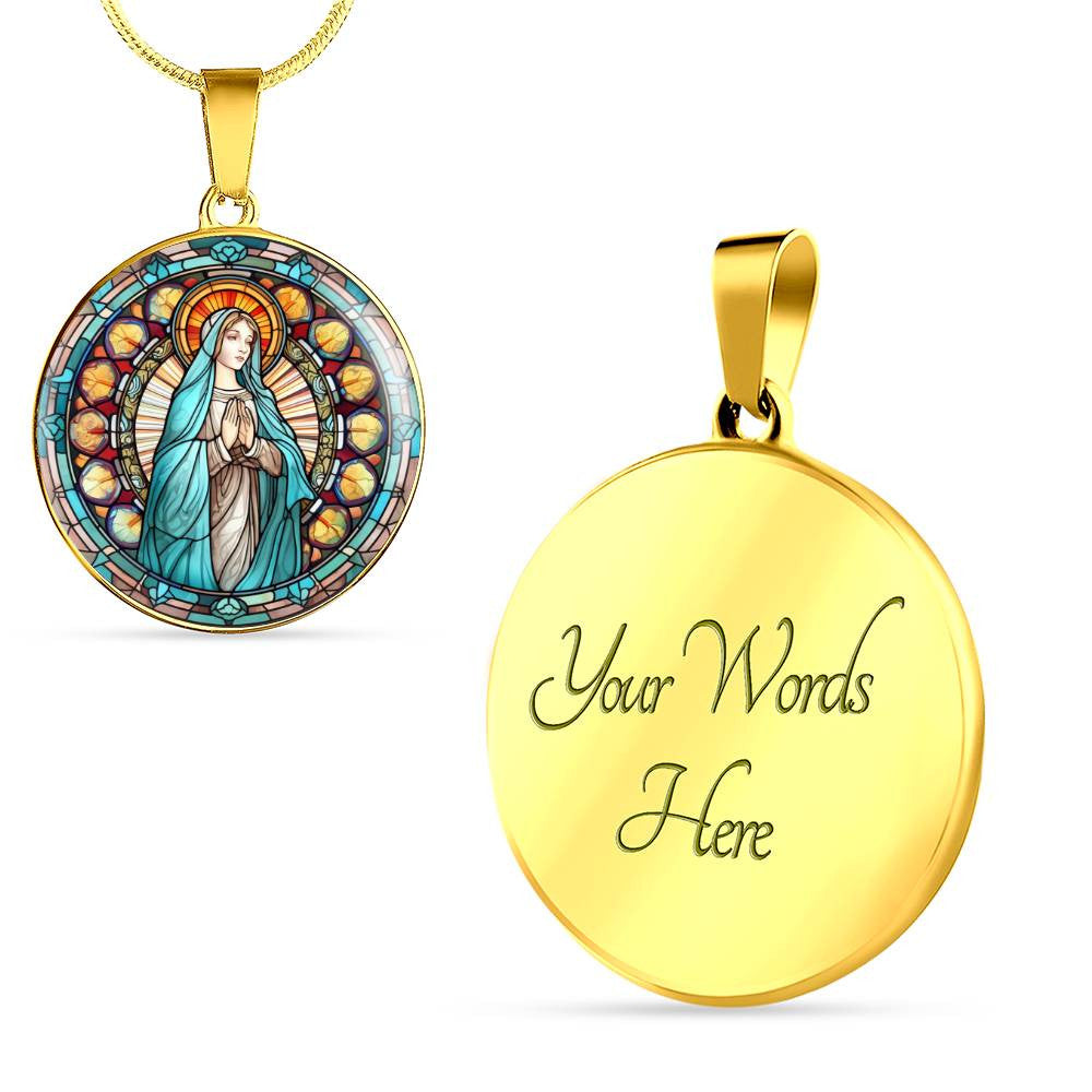 Personalized Virgin Mary Grandma Medallion Necklace