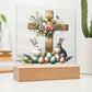 Easter Wooden Cross Plaque