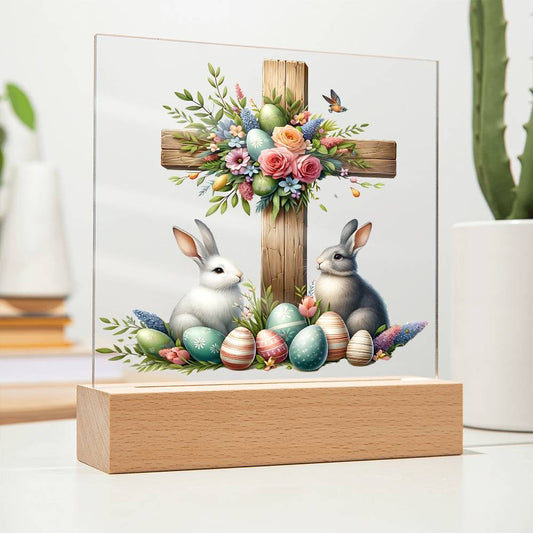 Easter Wooden Cross Plaque