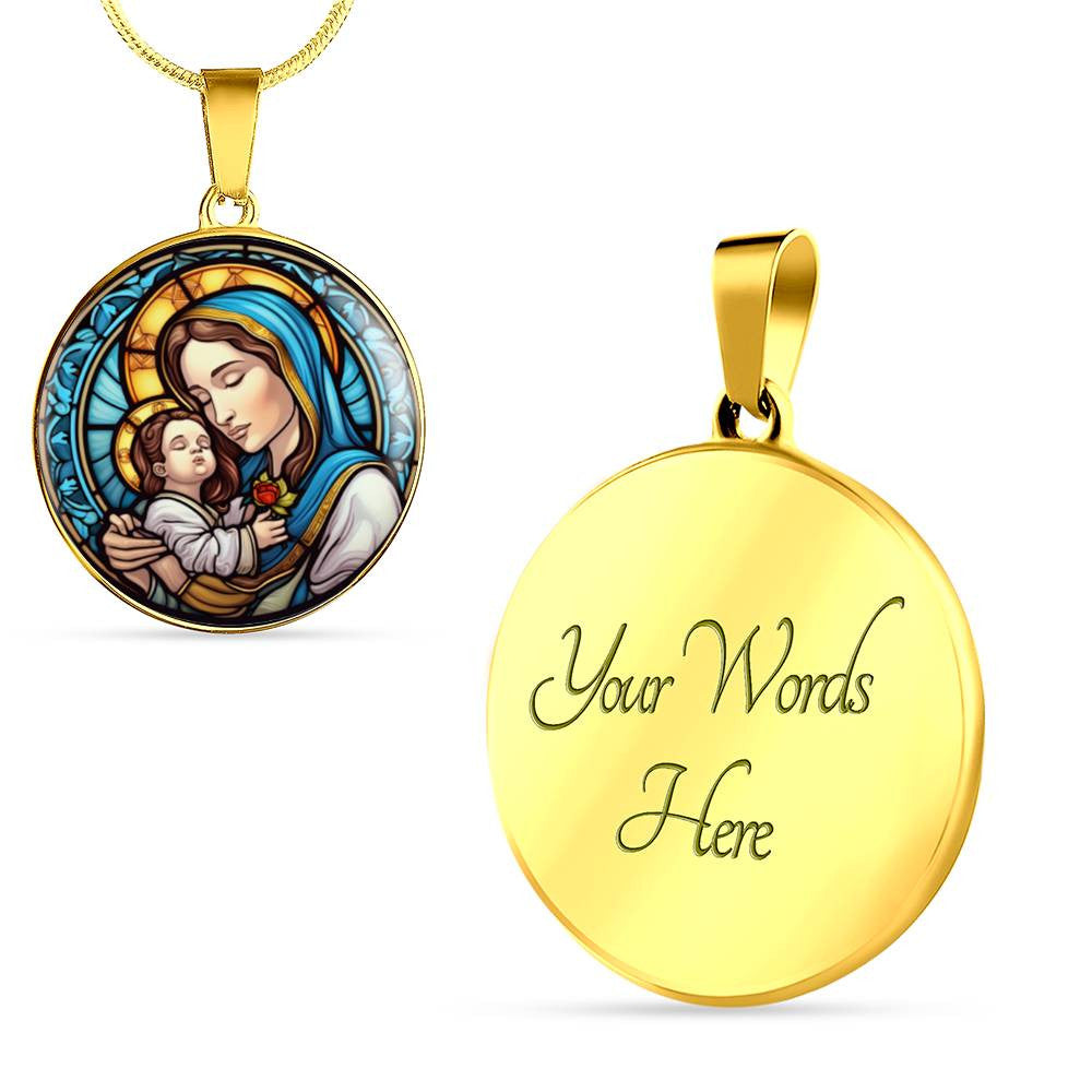 Personalized Virgin Mary & Baby Jesus Necklace