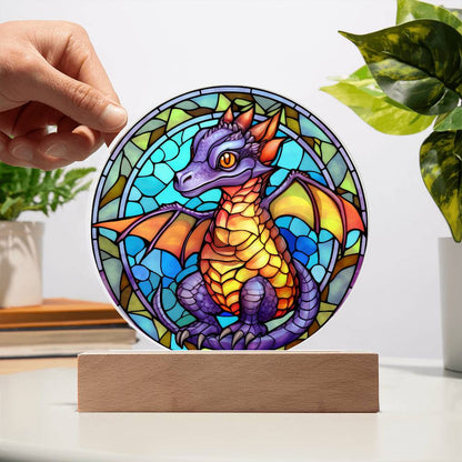 Stained Glass Baby Dragon Plaque and Night Light