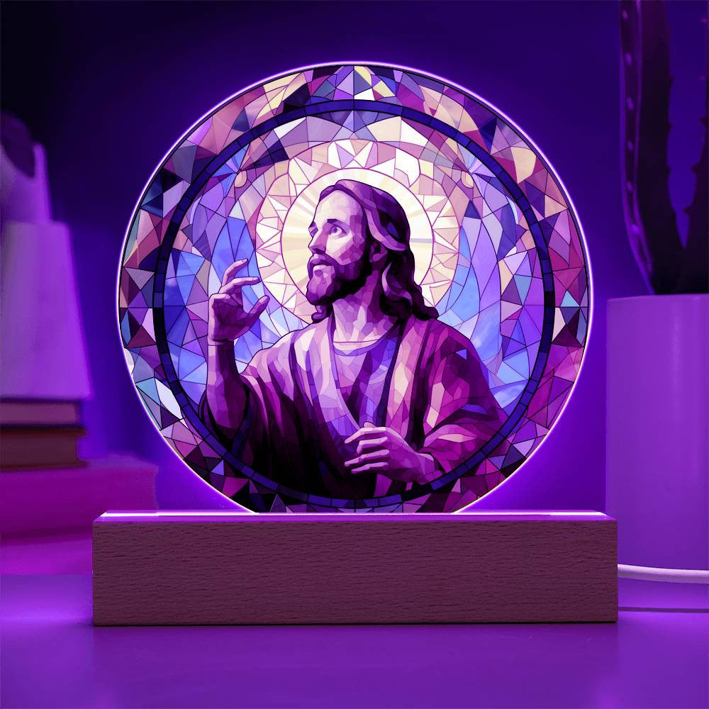 Jesus Stained Glass Style Catholic Plaque