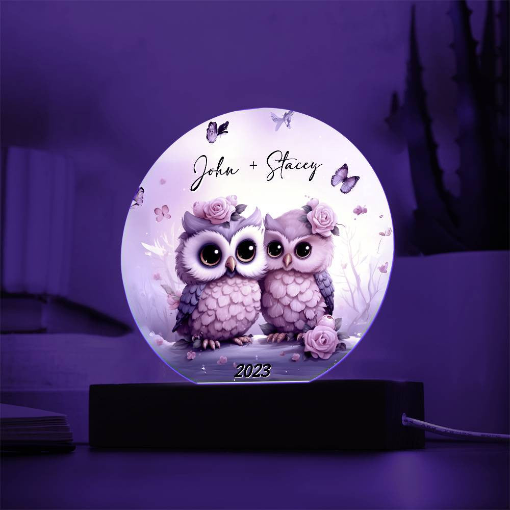 Owl Love Circle Acrylic Plaque