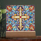 Stained Glass Style Cross Plaque