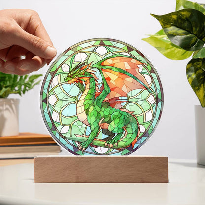 Dragon Stained Glass Acrylic Plaque and Nightlight