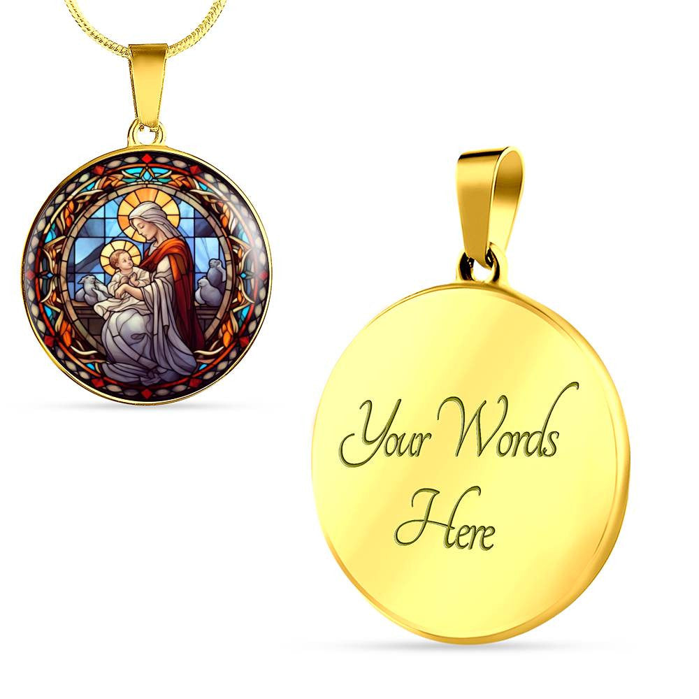 Personalized Virgin Mary and Baby Jesus Necklace