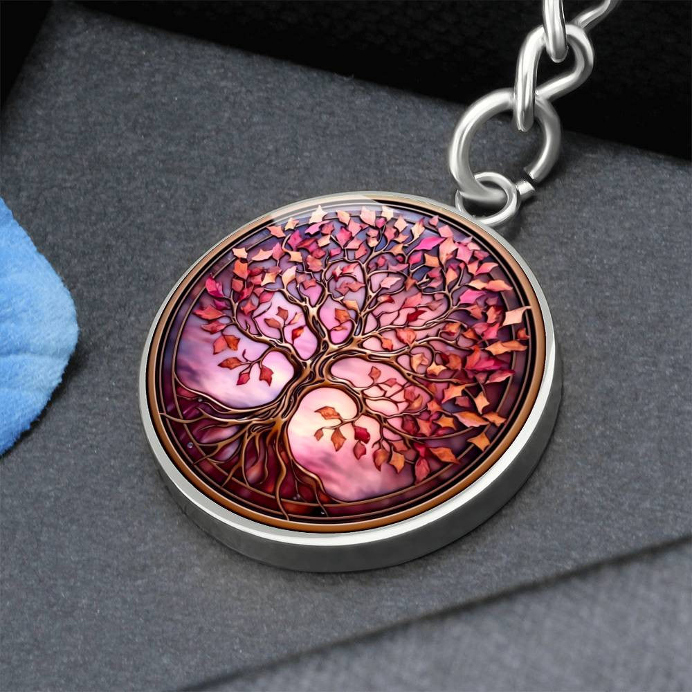 Pink Tree of Life Pendant Keychain