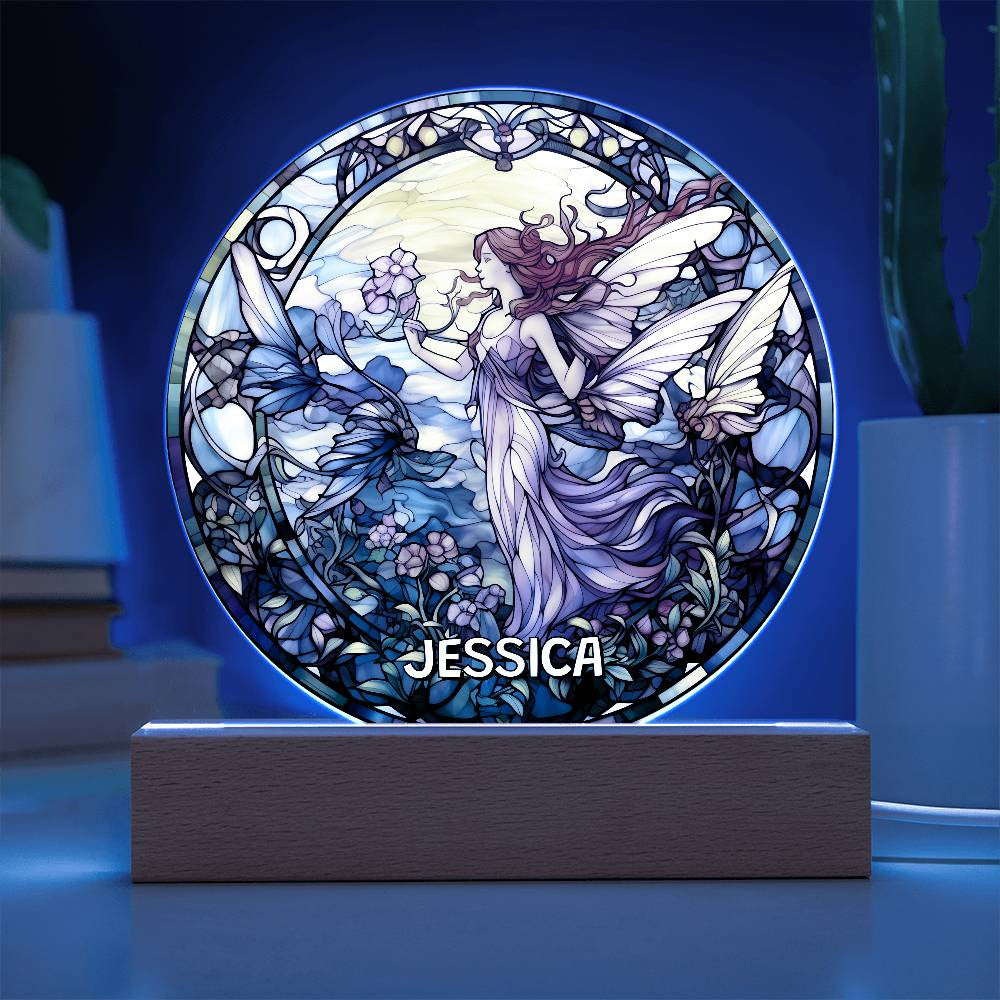 Personalized Fairy Garden Stained Glass Night Light