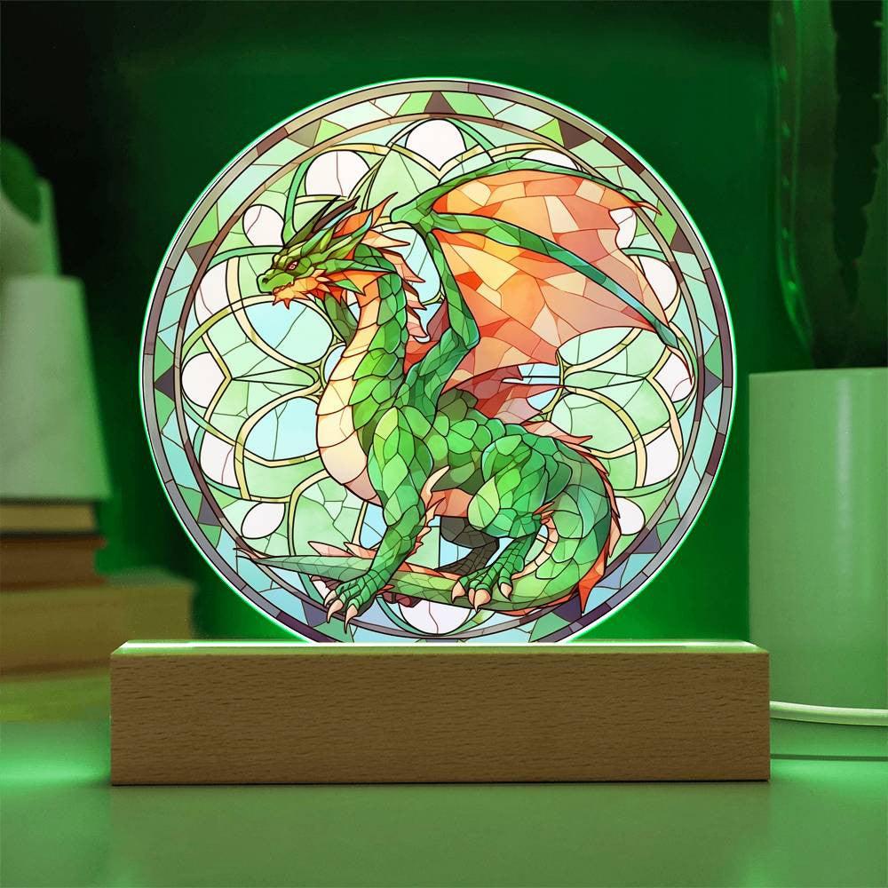 Dragon Stained Glass Acrylic Plaque and Nightlight