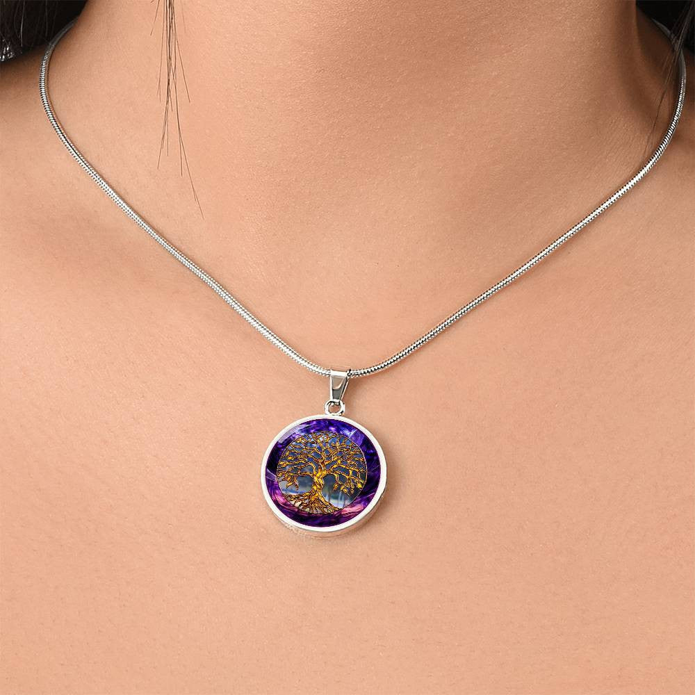 Pretty Purple Tree of Life Necklace or Keychain