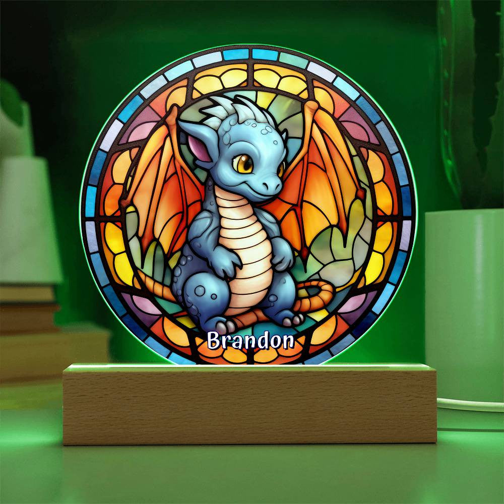 Baby Dragon Faux Stained Glass Night Light