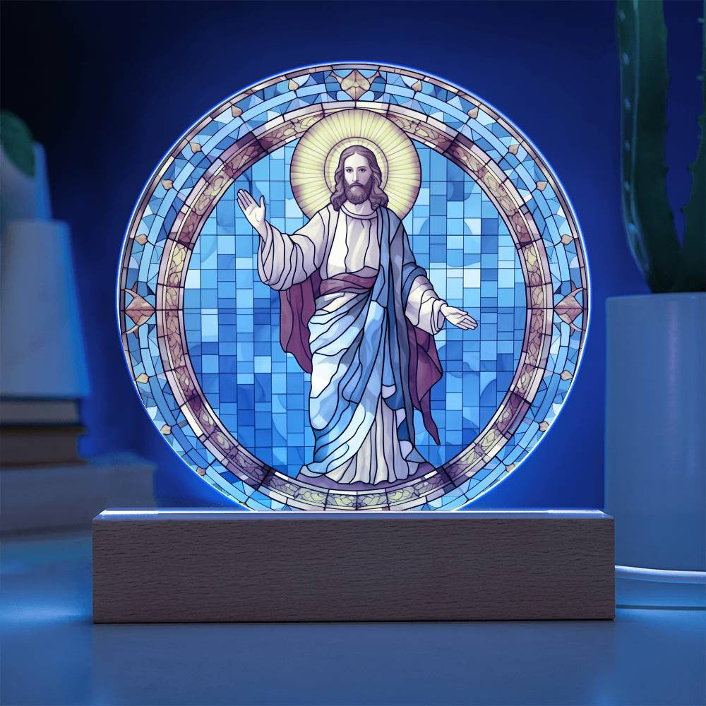 Jesus Stained Glass Style Plaque