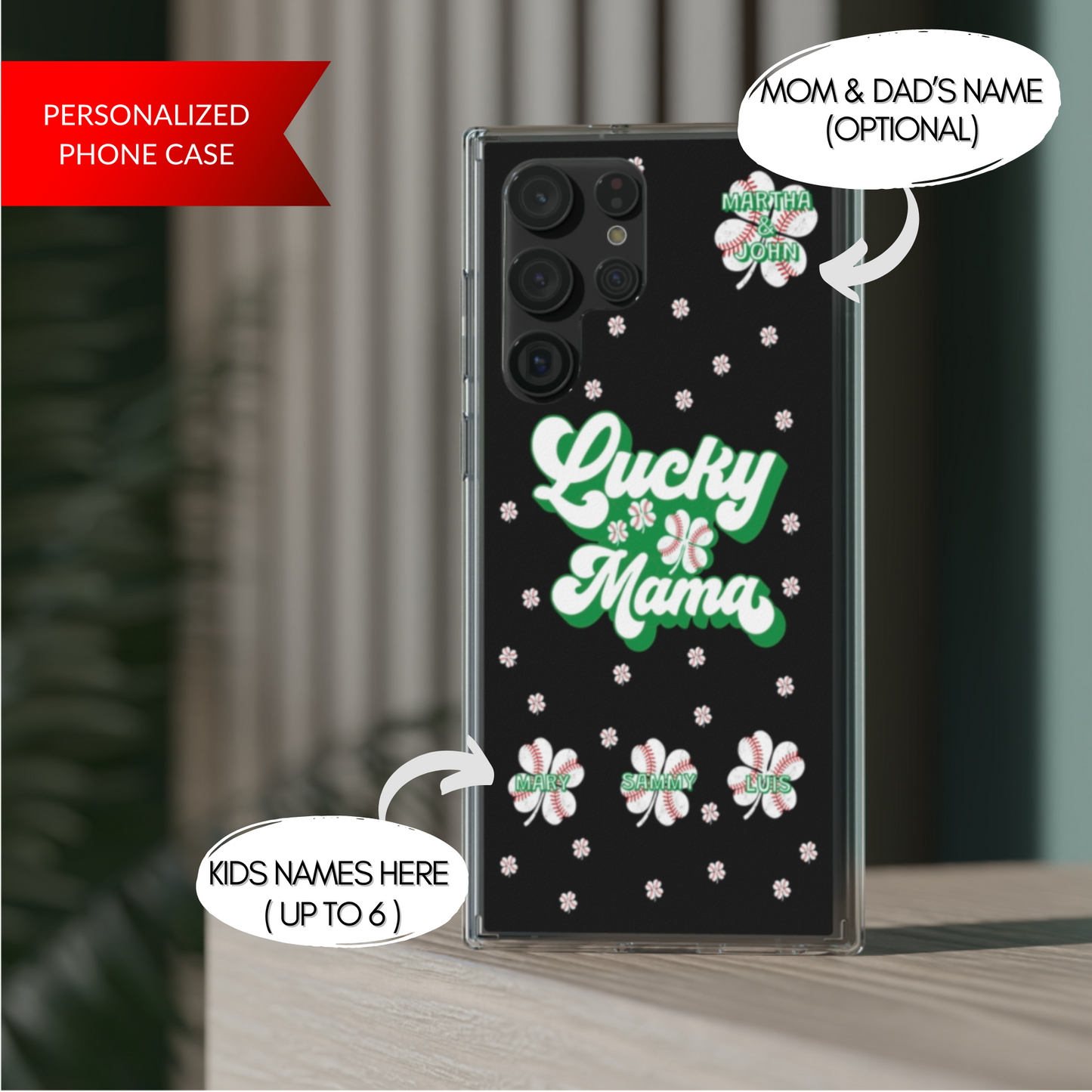 Lucky Mama Personalized Phone Case - Samsung Galaxy 21 - s22 Ultra iPhone 11 - 14 Pro