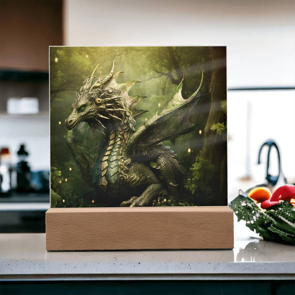 Green Dragon Plaque and LED Light