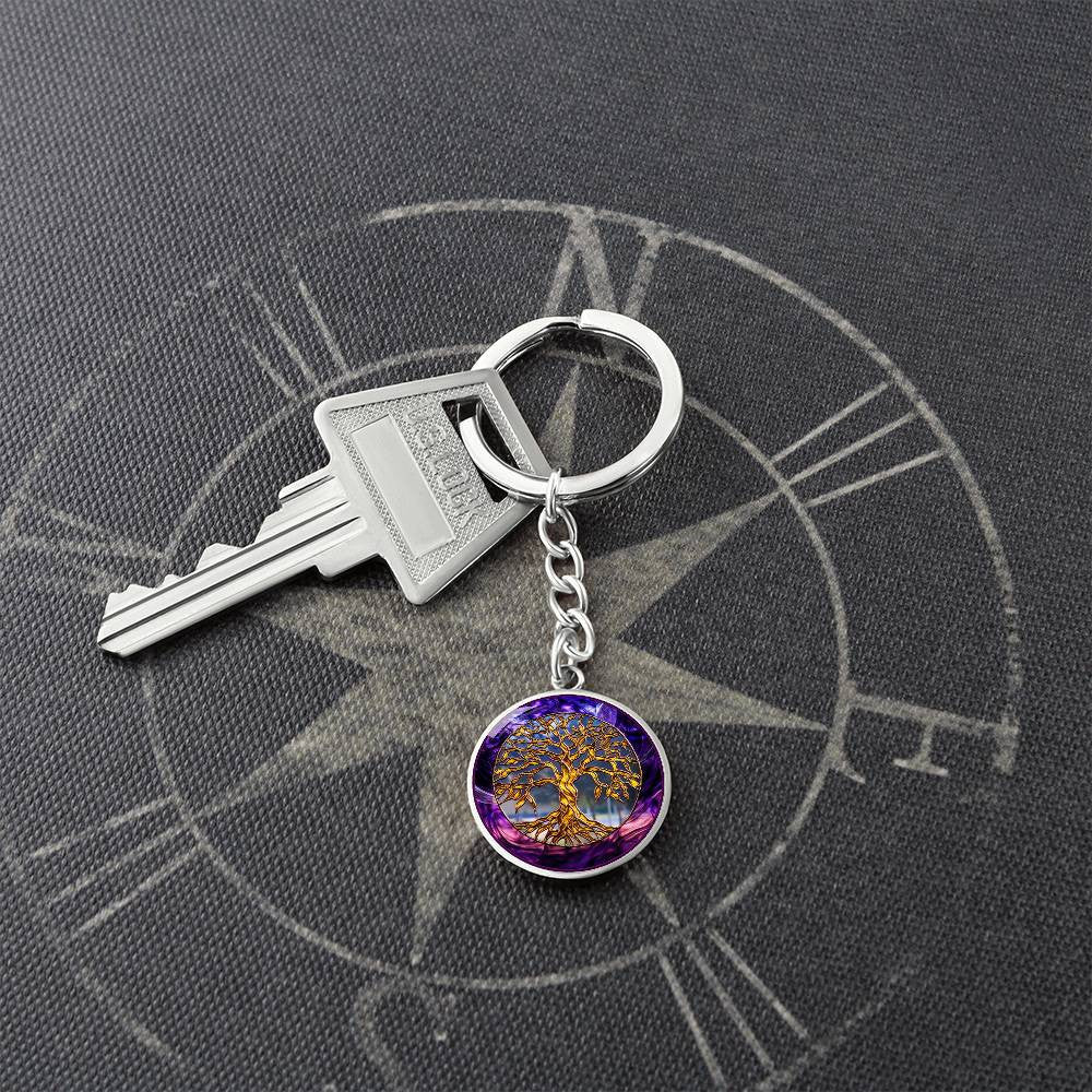 Pretty Purple Tree of Life Necklace or Keychain