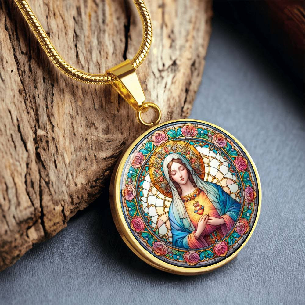 Floral Virgin Mary Necklace