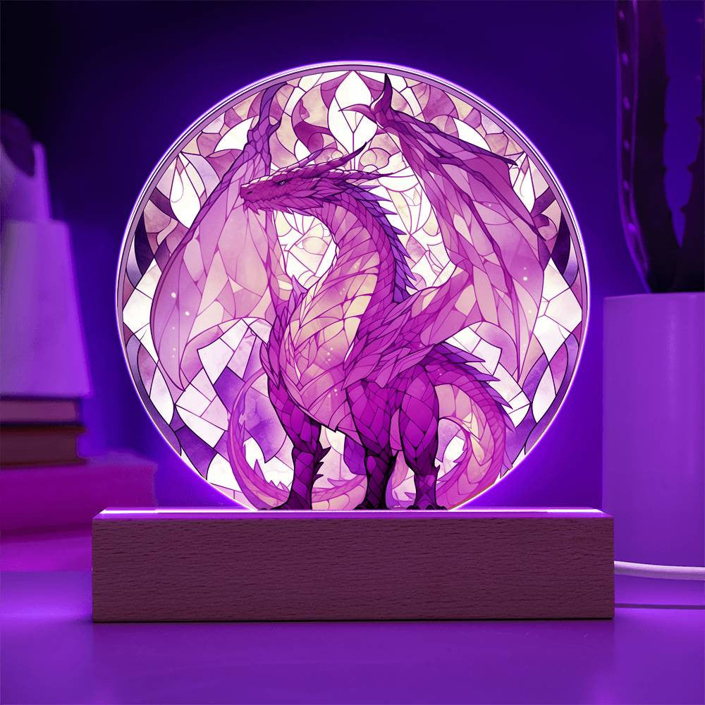 Red Dragon Stained Glass Plaque and Night Light