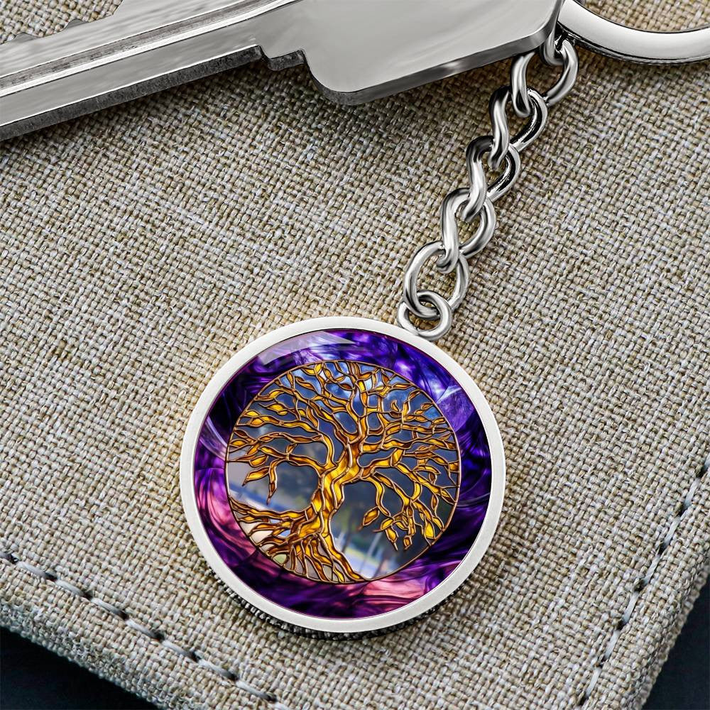 Pretty Purple Tree of Life Necklace or Keychain