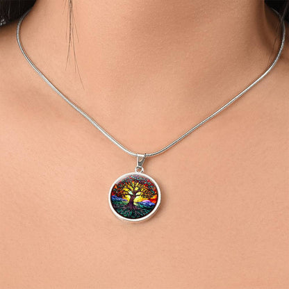 Stained Glass Style Tree of Life Necklace