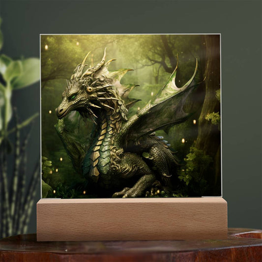 Green Dragon Plaque and LED Light