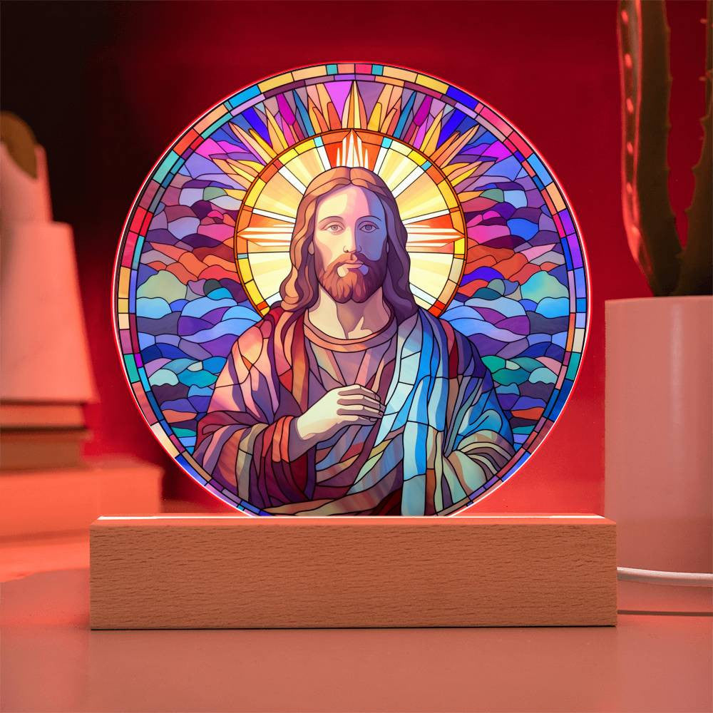 Jesus Modern Stained Glass Style Plaque