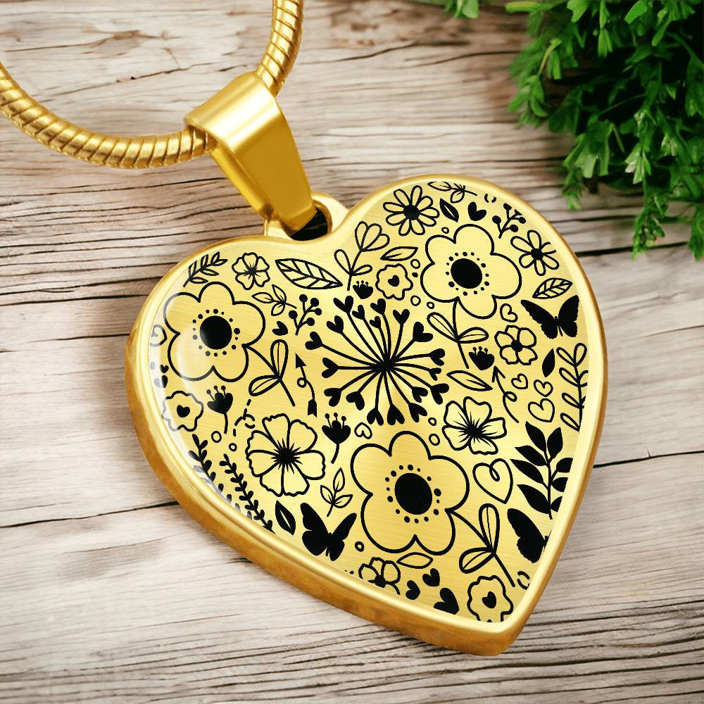 Personalized Flowers and Butterflies Heart