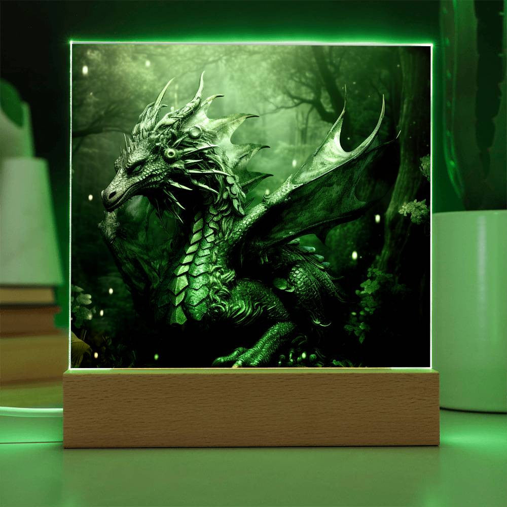 Green Dragon Plaque and LED Light