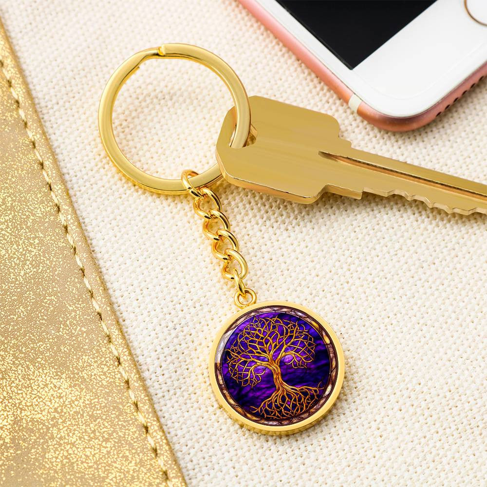 Personalized Gold Tree of Life Keychain or Necklace