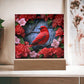 3D Scarlet Tanager Bird Stained Glass Style Acrylic Square Plaque