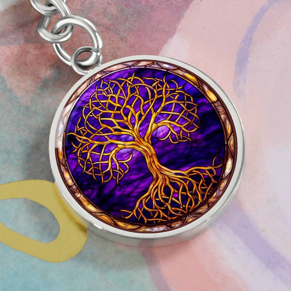 Personalized Gold Tree of Life Keychain or Necklace