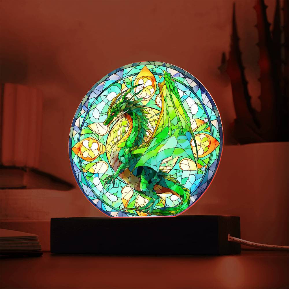 Stained Glass Style Dragon Plaque and Night Light