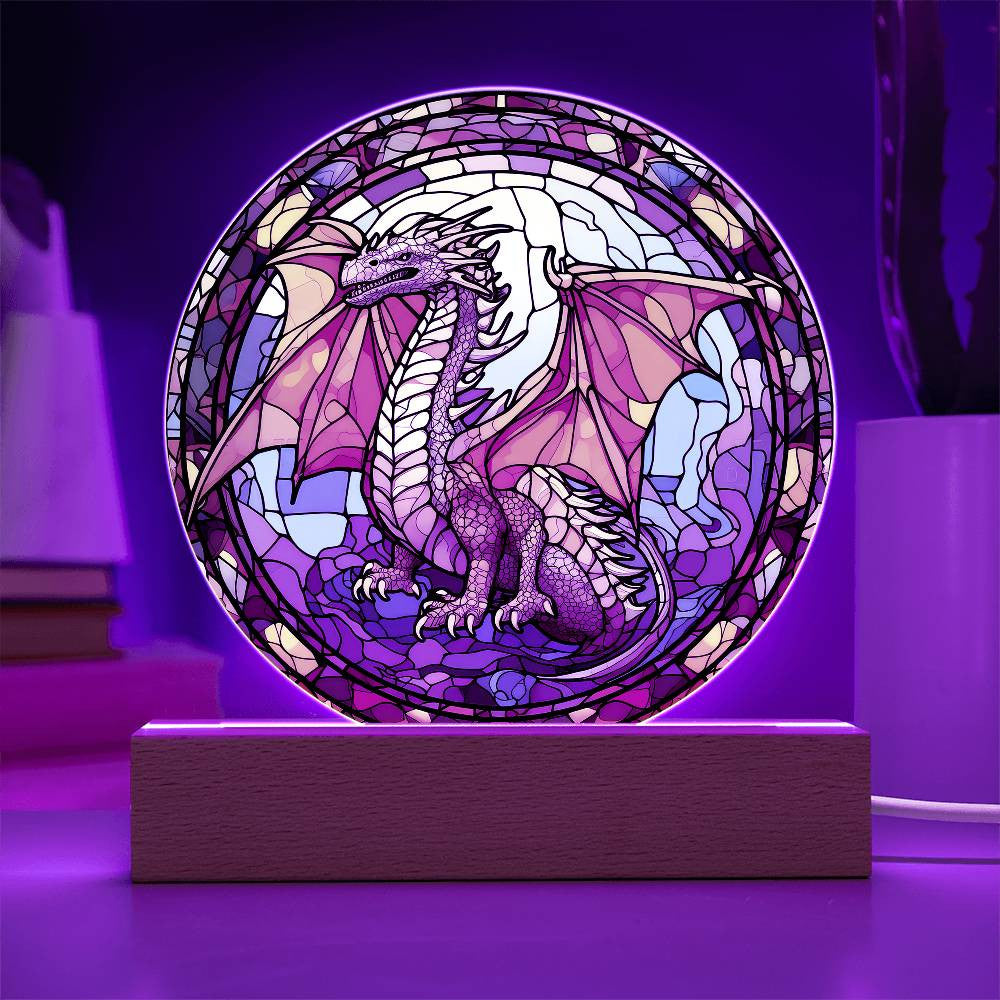 Dragon Stained Glass Style Plaque and Nightlight