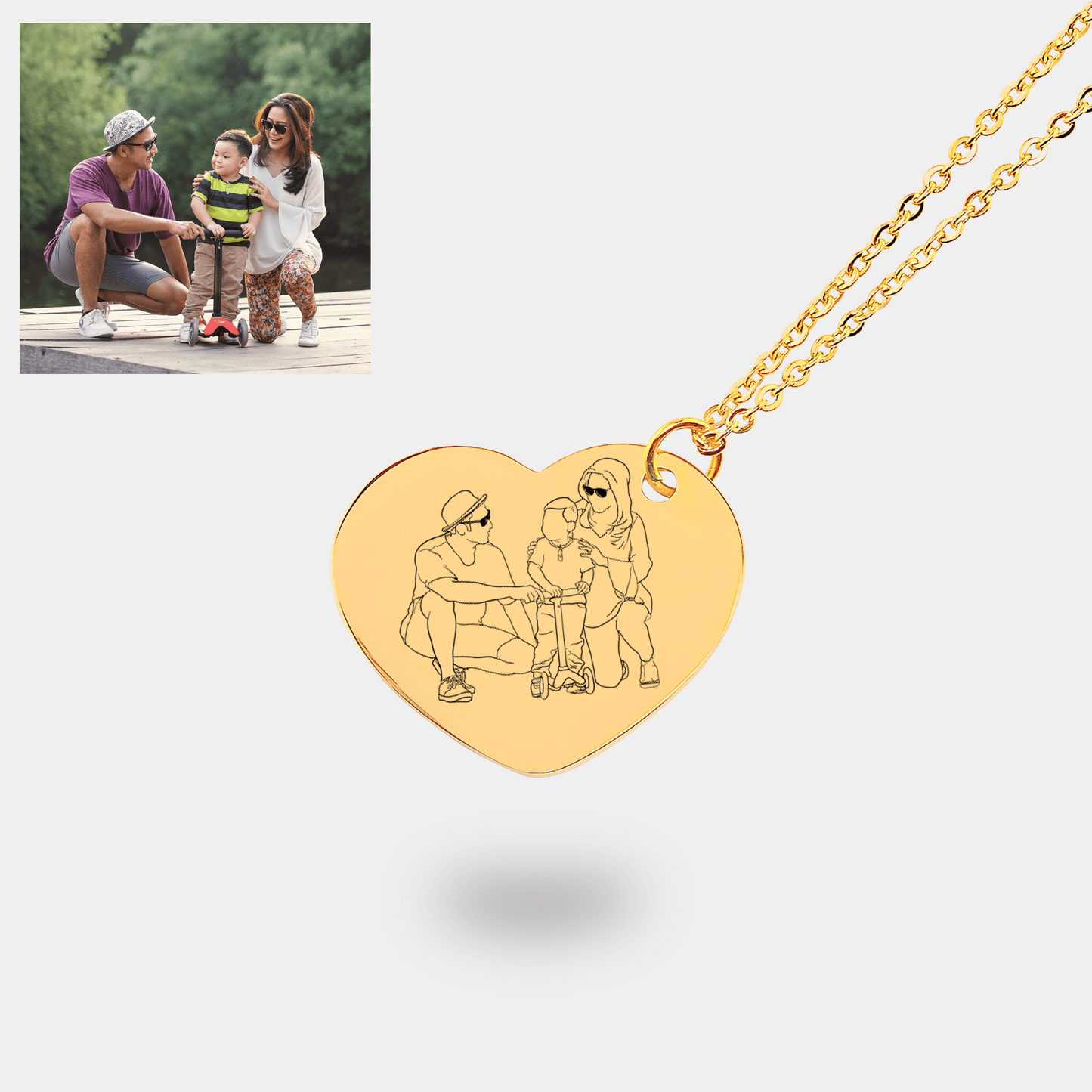 Line Art Portrait Heart Necklace