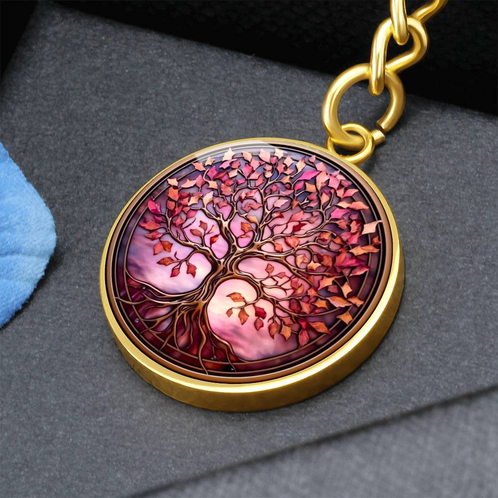 Pink Tree of Life Pendant Keychain