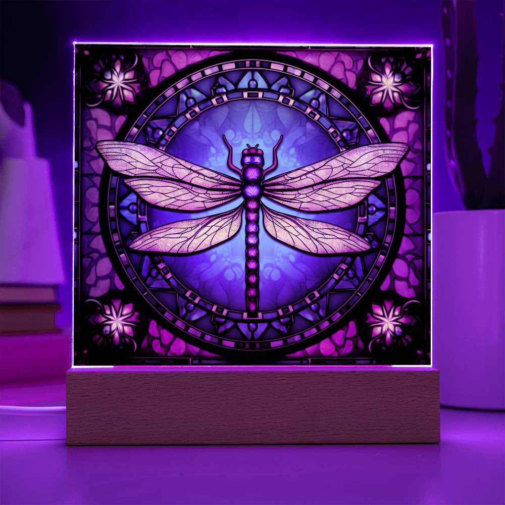 Dragonfly Stained Glass-Style Art Acrylic Plaque