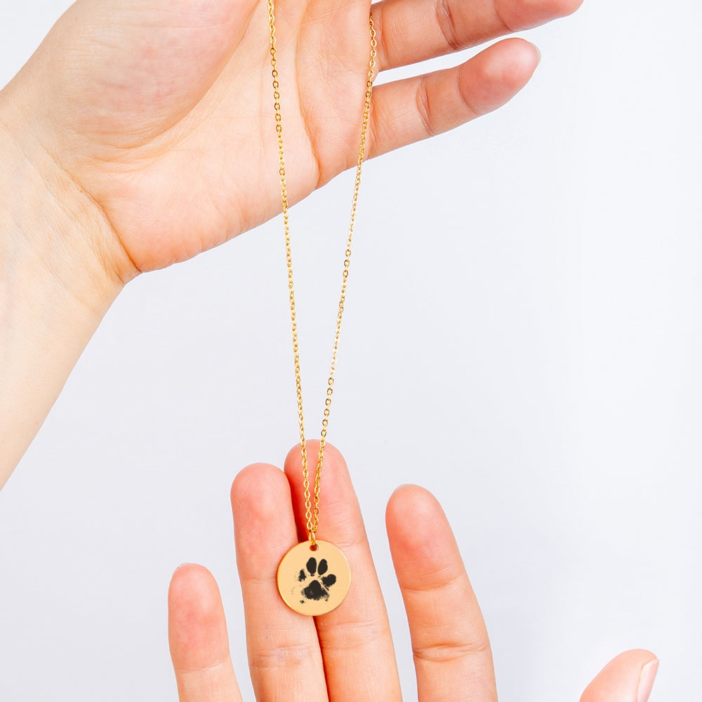 Pet Lover's Paw Print Round Necklace - Heartfelt Keepsake