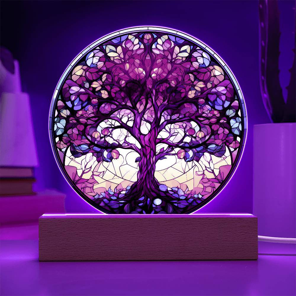 Personalized Stained Glass Style Tree of Life Plaque