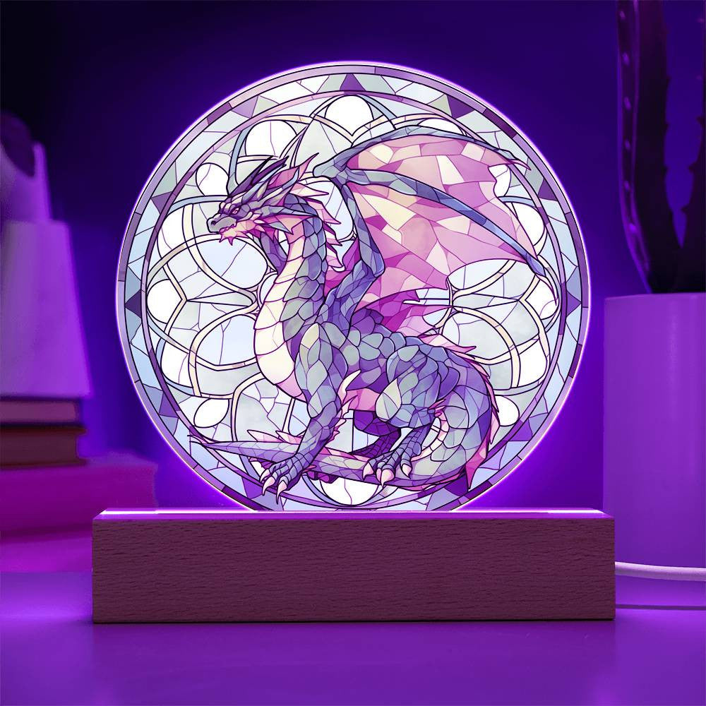 Dragon Stained Glass Acrylic Plaque and Nightlight