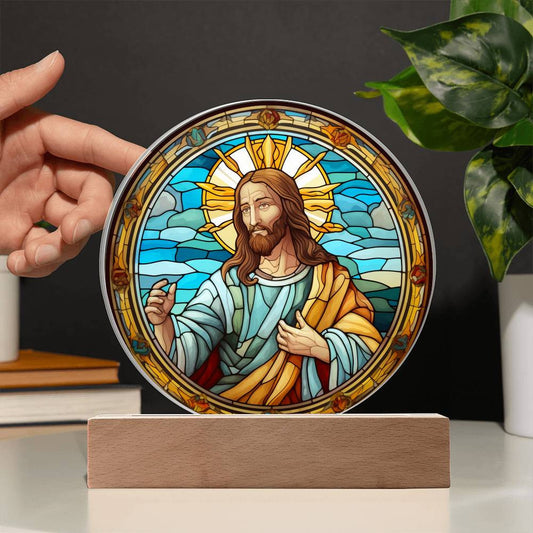 Jesus Stained Glass Catholic Plaque