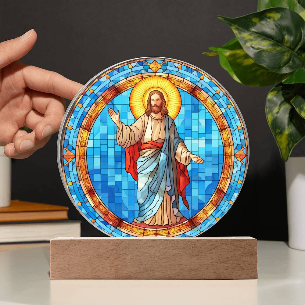 Jesus Stained Glass Style Plaque